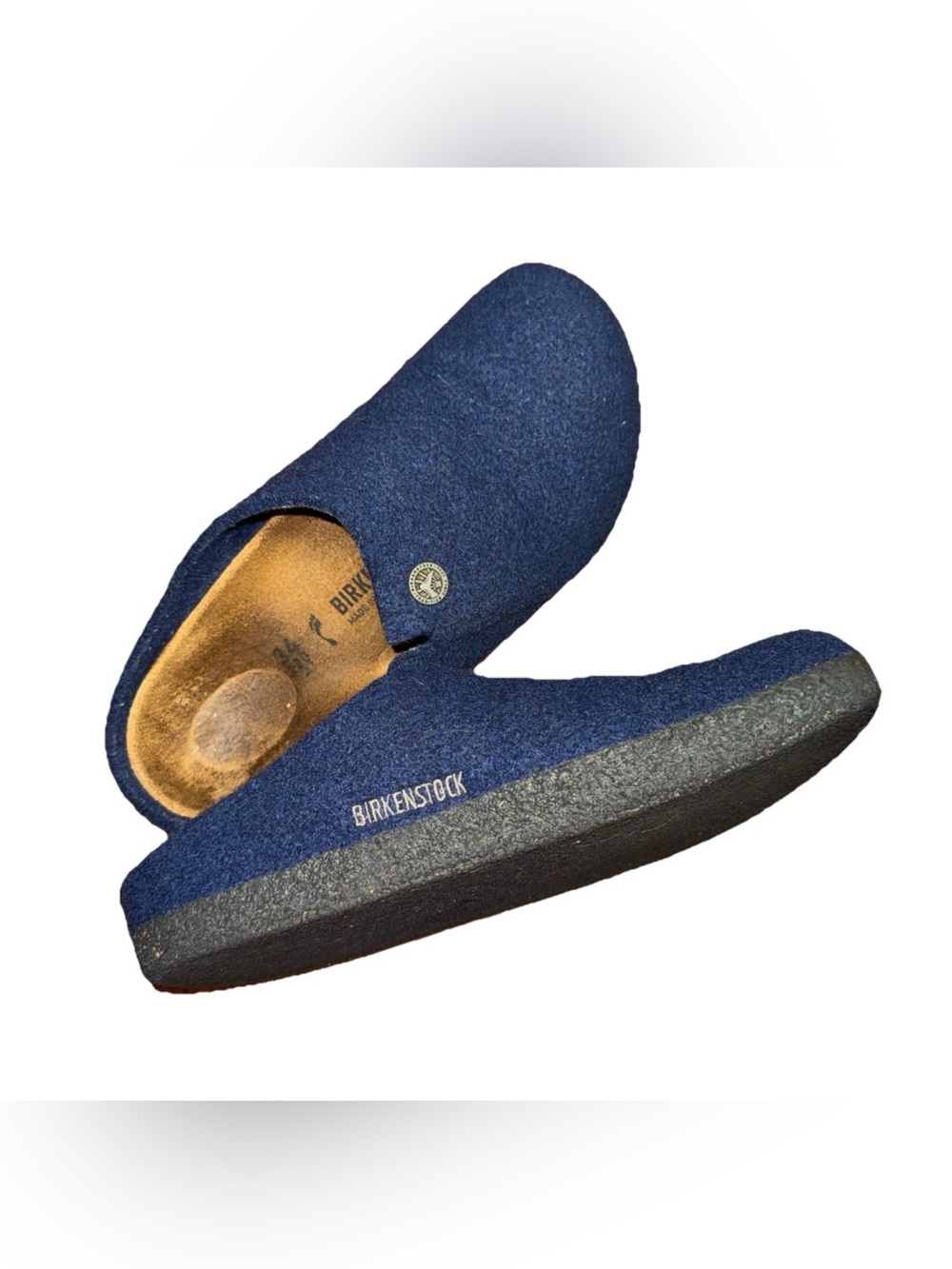 Birkenstock Zermatt Rivet Slip On Shoe Kids Size 34 Blue Wool Blend USED Comfort
